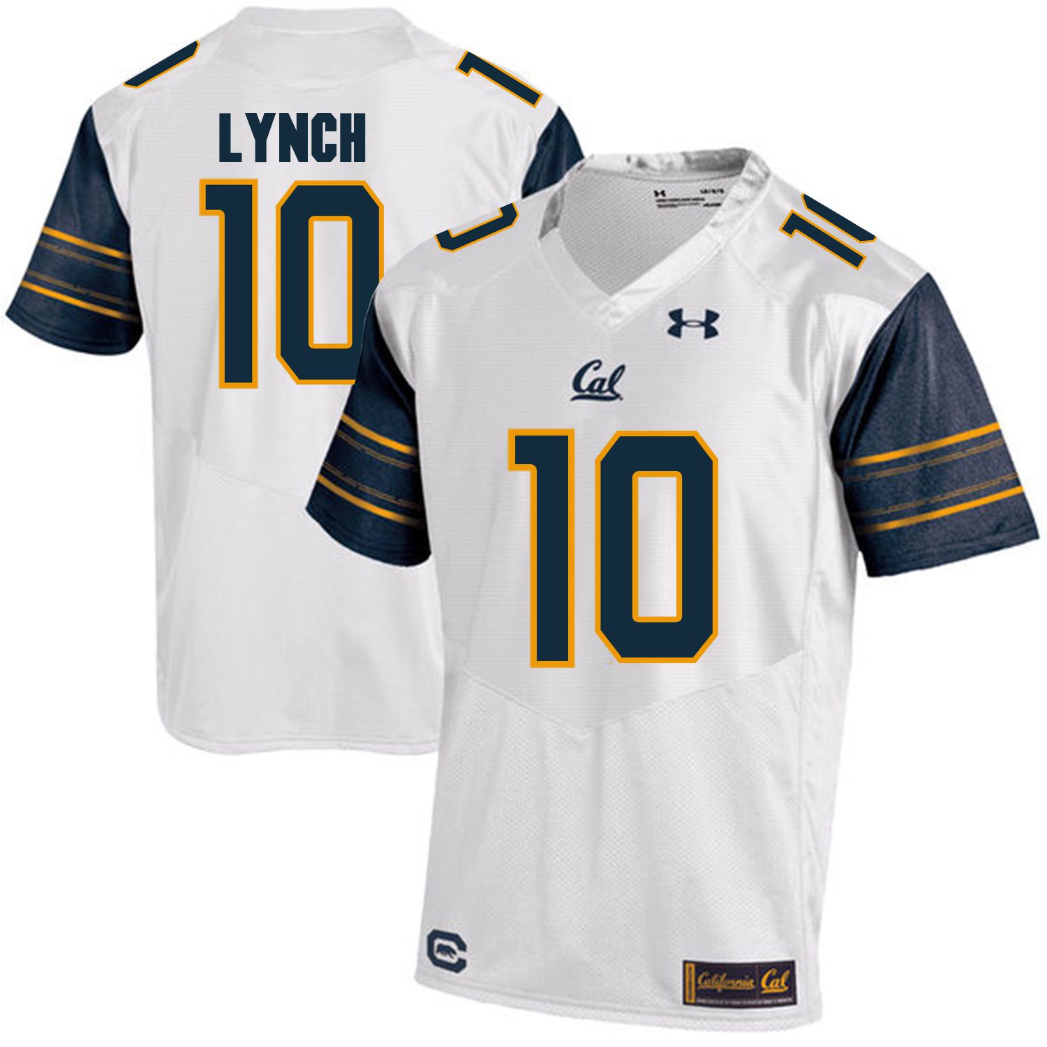 Men California Golden Bears 10 Marshawn Lynch White Customized NCAA Jerseys